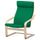 POÄNG armchair, birch veneer/Vissle deep green, 68x100x82 cm
