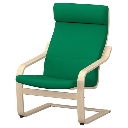 POÄNG armchair, birch veneer/Vissle deep green, 68x100x82 cm