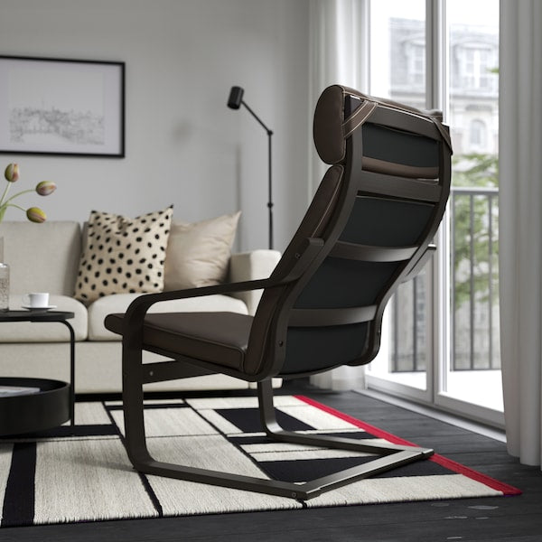 POÄNG - Armchair, black-brown/Glose brown ,