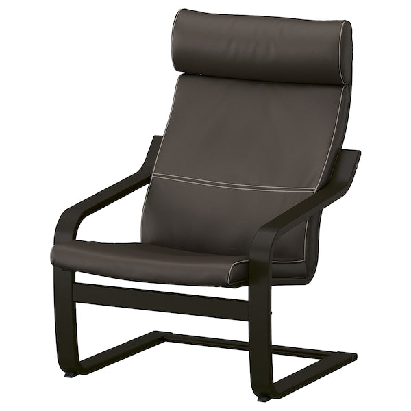 POÄNG - Armchair, black-brown/Glose brown ,