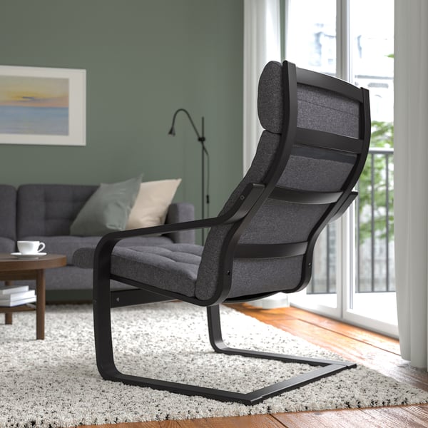 POÄNG armchair, black-brown/Gunnared dark grey, 68x100x82 cm