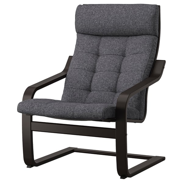 POÄNG armchair, black-brown/Gunnared dark grey, 56x100x82 cm