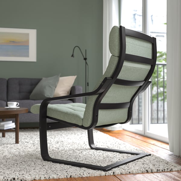 POÄNG armchair, black-brown/Gunnared light green, 68x100x82 cm