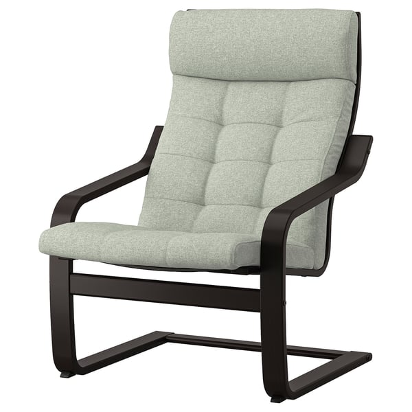 POÄNG armchair, black-brown/Gunnared light green, 68x100x82 cm