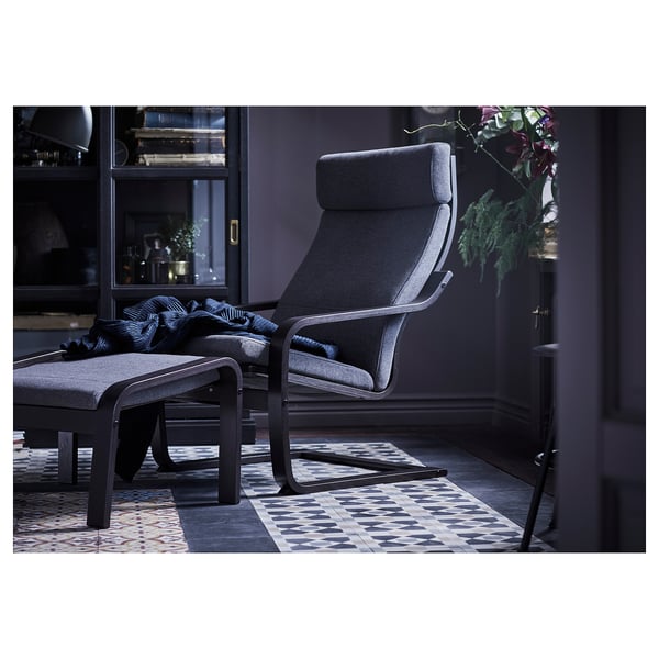 POÄNG armchair, black-brown/Hillared anthracite, 68x100x82 cm