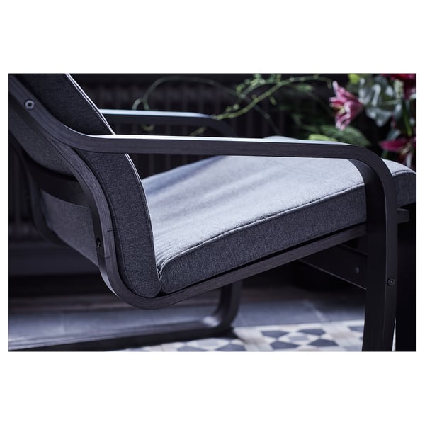 POÄNG armchair, black-brown/Hillared anthracite, 68x100x82 cm