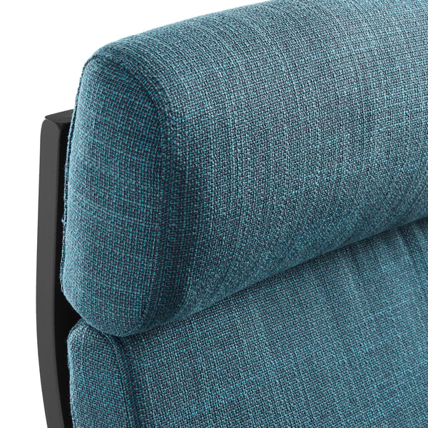 POÄNG armchair, black-brown/Hillared dark blue, 68x100x82 cm