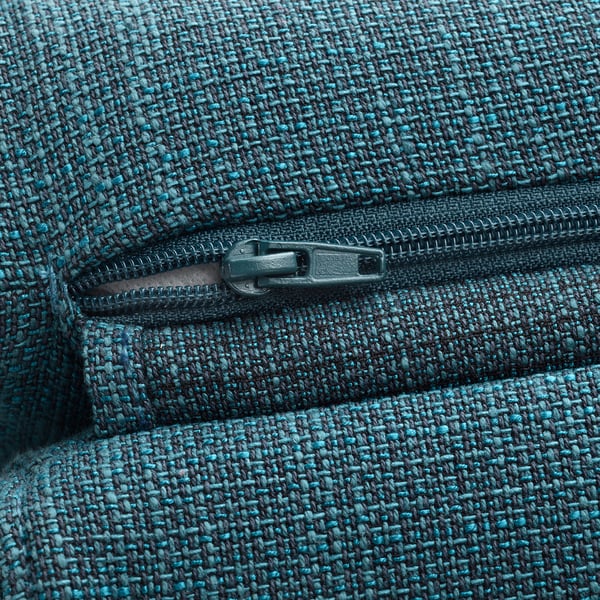 POÄNG armchair, black-brown/Hillared dark blue, 68x100x82 cm