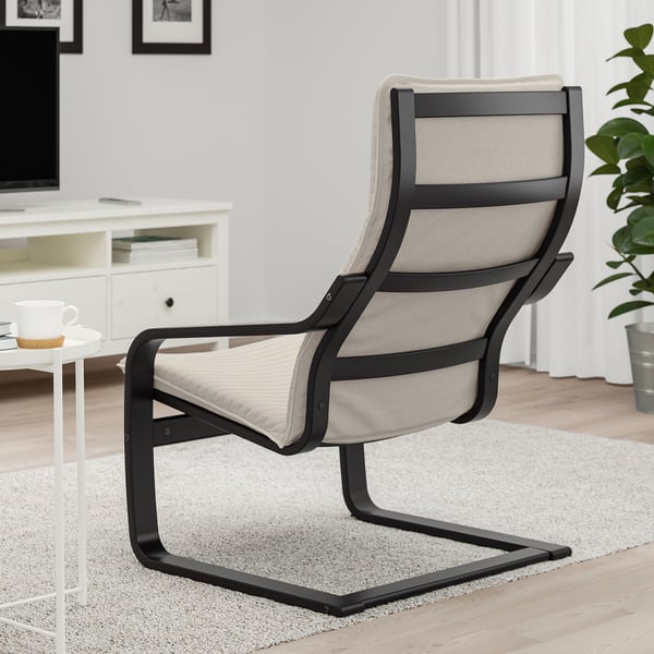 POÄNG armchair, black-brown/Knisa light beige, 68x100x82 cm