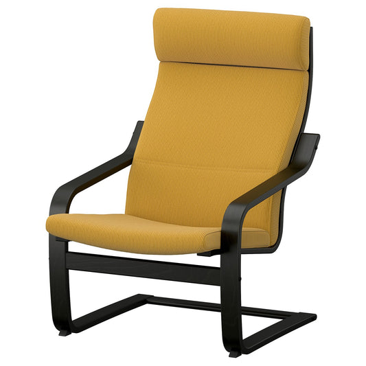 POÄNG armchair, black/Kelinge dark yellow, 68x100x82 cm