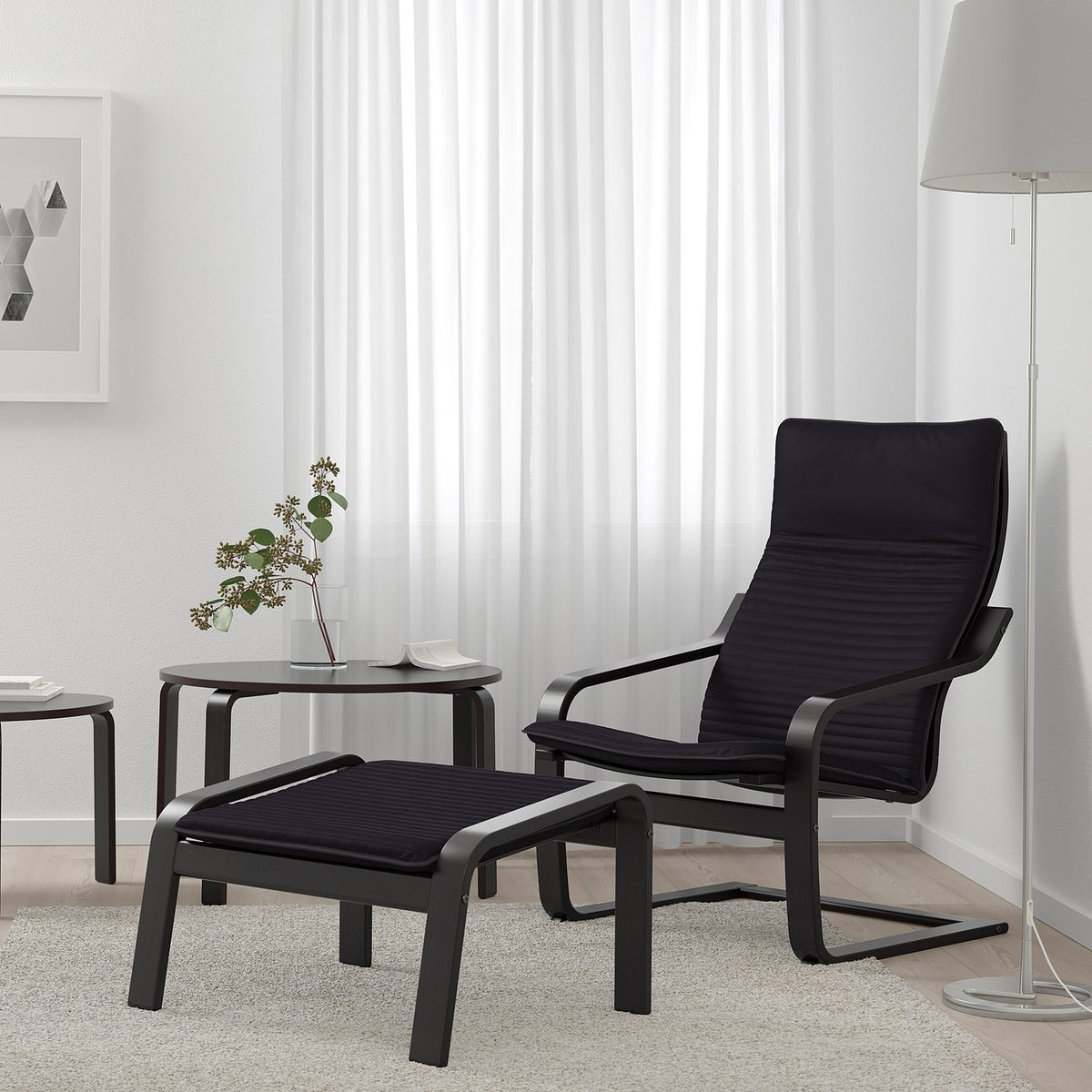 POÄNG armchair, black/Knisa black, 68x100x82 cm