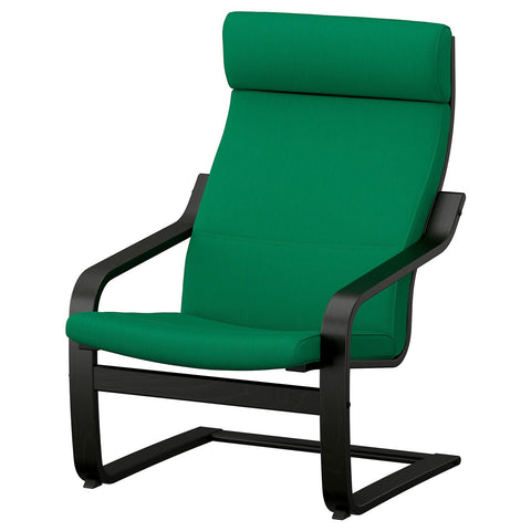 POÄNG armchair, black/Vissle deep green, 68x100x82 cm