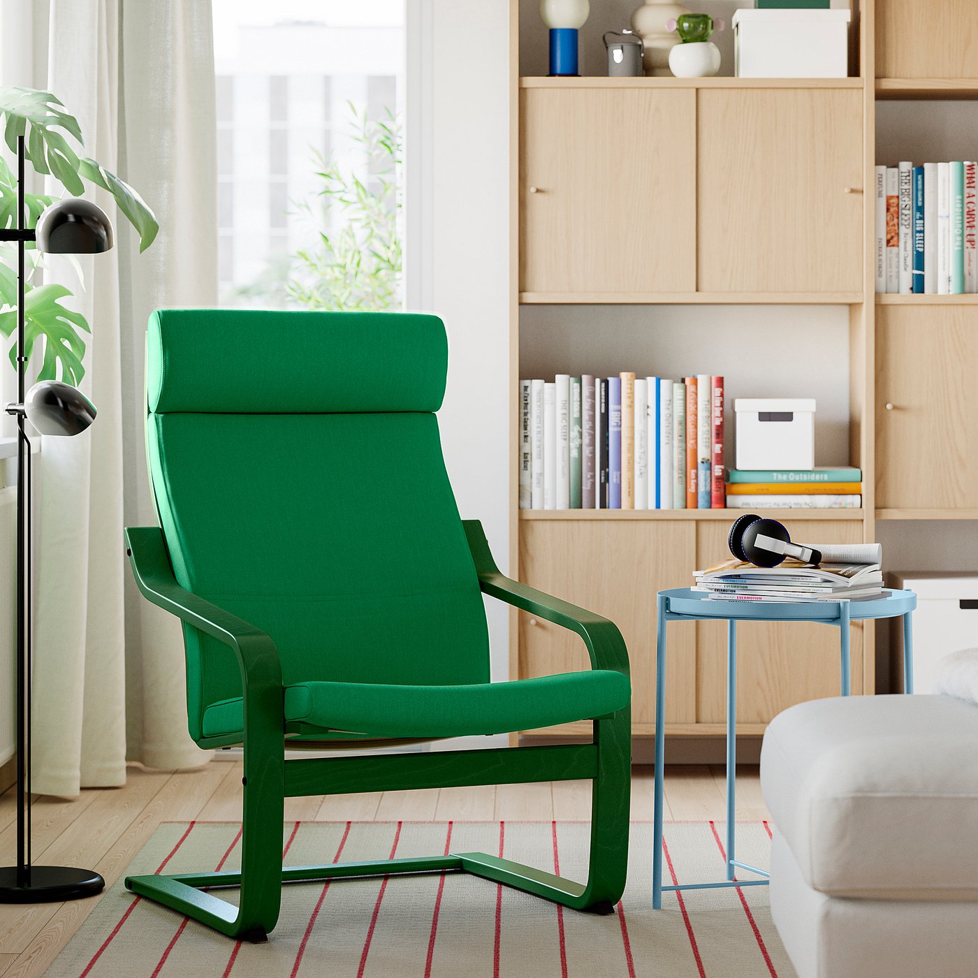 POÄNG armchair, black/Vissle deep green, 68x100x82 cm