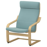 POÄNG armchair, oak/Kelinge grey-blue, 68x100x82 cm
