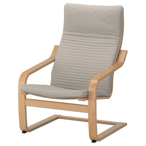 POÄNG armchair, oak/Knisa light beige, 68x100x82 cm