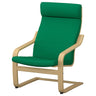 POÄNG armchair, oak/Vissle deep green, 68x100x82 cm