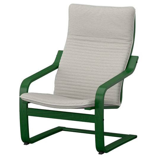 POÄNG armchair, dark green/Knisa light beige, 68x100x82 cm
