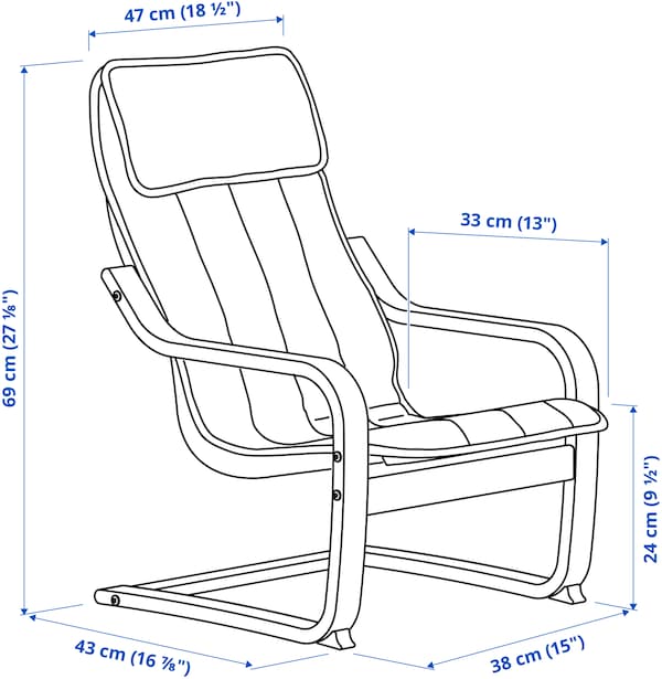 POÄNG children's armchair, birch veneer/Ulvsby dot pattern, 38x68x56 cm