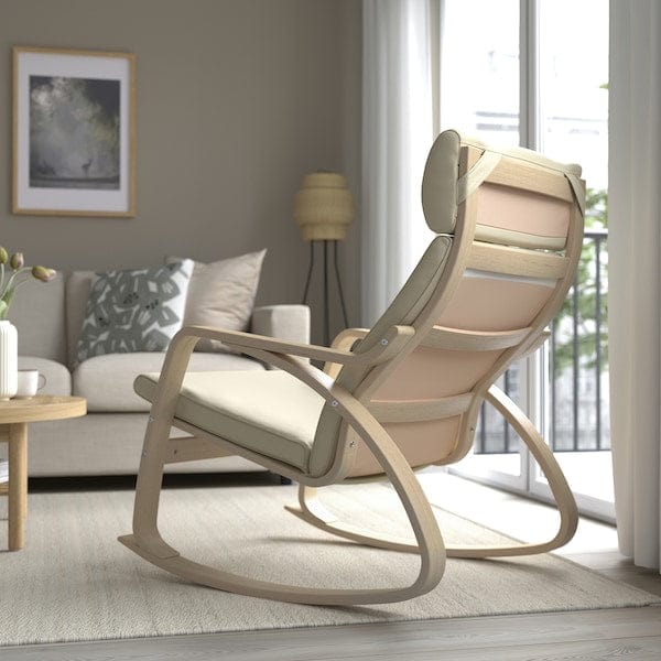 Ikea POÄNG - Rocking chair, veneered oak mord white/Glose ivory ,