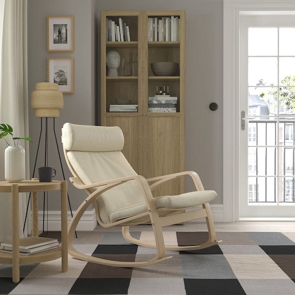 Ikea POÄNG - Rocking chair, veneered oak mord white/Glose ivory ,