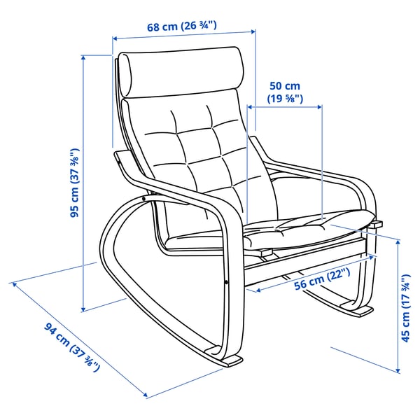 POÄNG rocking-chair, white stained oak veneer/Gunnared light green, 68x95x94 cm
