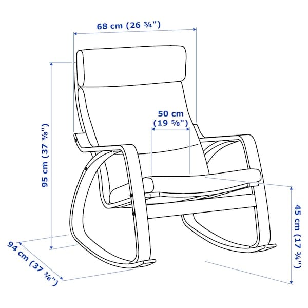 Ikea POÄNG Rocking chair - veneered white mord oak/Beige Hillared