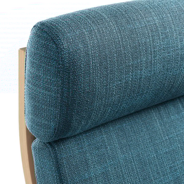 POÄNG Rocking Chair - Veneered White Mord Oak/Dark Blue Hillared