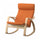 POÄNG - Rocking chair, oak veneer mord white/Knisa bright orange