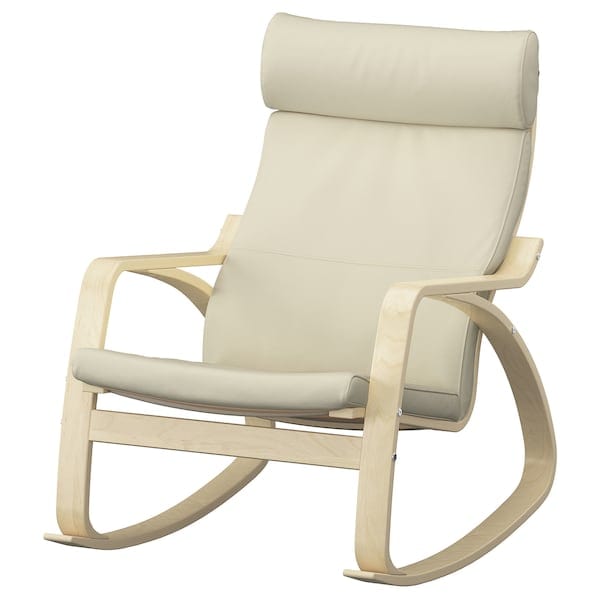 Ikea POÄNG - Rocking chair, birch veneer/ivory glose ,