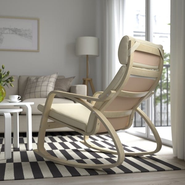 Ikea POÄNG - Rocking chair, birch veneer/ivory glose ,