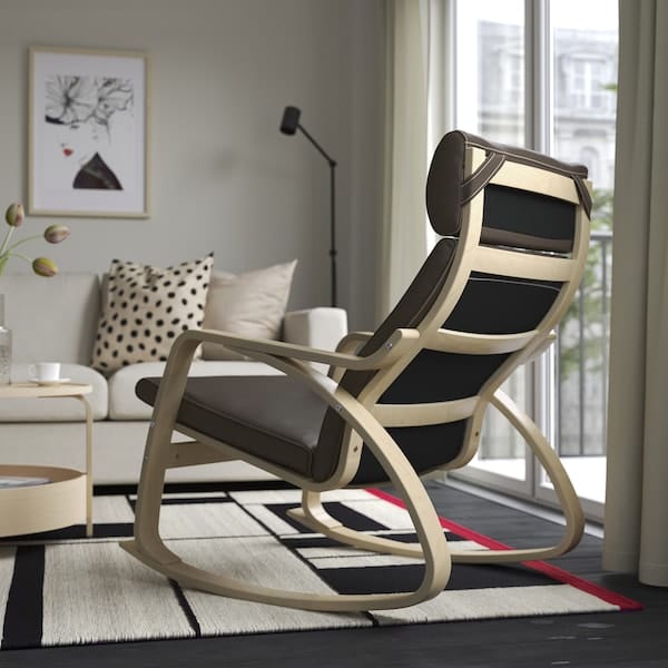 Ikea POÄNG - Rocking chair, birch veneer/Glose dark brown ,