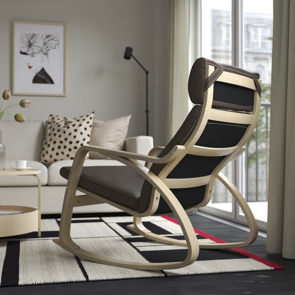 POÄNG - Rocking chair, birch veneer/Glose dark brown ,