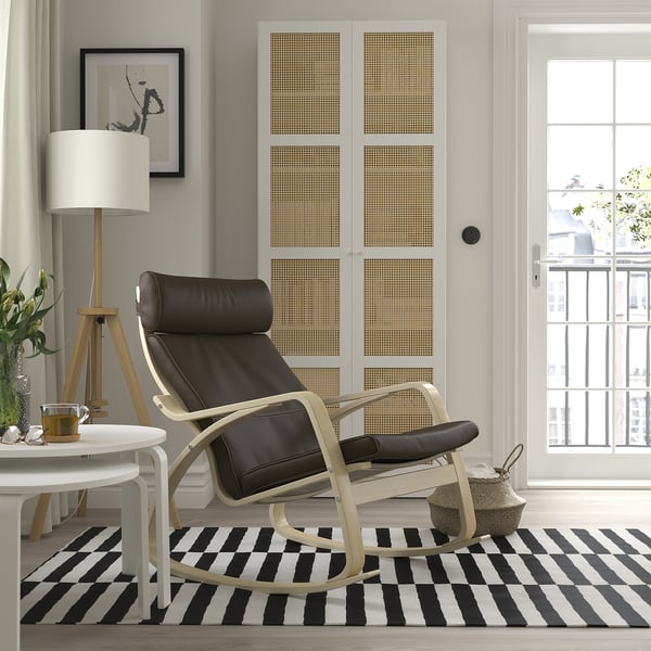 POÄNG - Rocking chair, birch veneer/Glose dark brown ,