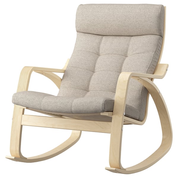 POÄNG rocking-chair, birch veneer/Gunnared beige, 68x95x94 cm