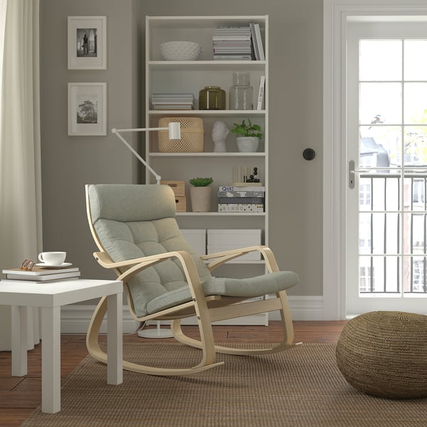 POÄNG rocking-chair, birch veneer/Gunnared light green, 68x95x94 cm