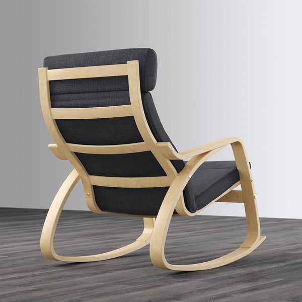 POÄNG rocking-chair, birch veneer/Hillared anthracite, 68x95x94 cm