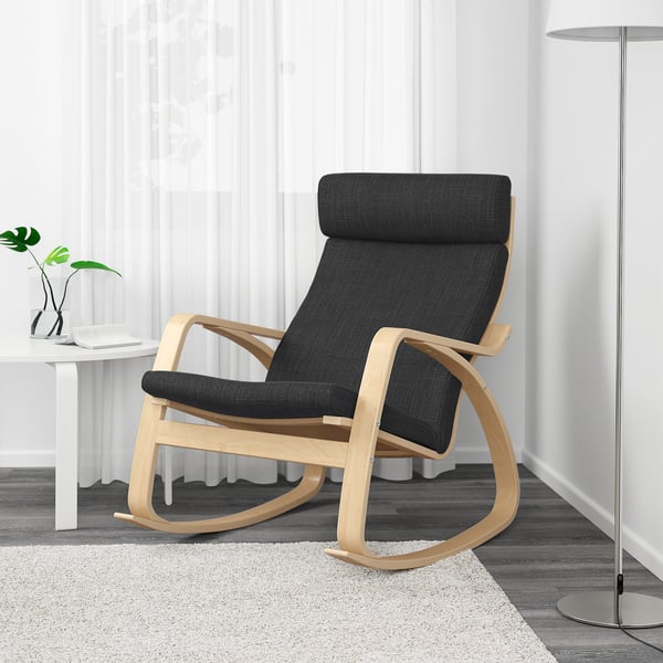 POÄNG rocking-chair, birch veneer/Hillared anthracite, 68x95x94 cm