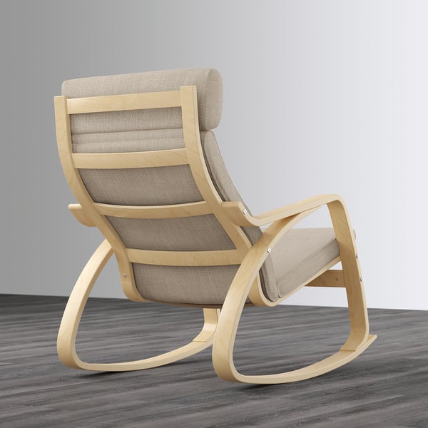POÄNG rocking-chair, birch veneer/Hillared beige, 68x95x94 cm