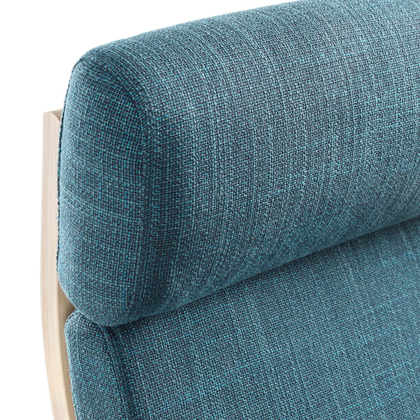 POÄNG rocking-chair, birch veneer/Hillared dark blue, 68x95x94 cm