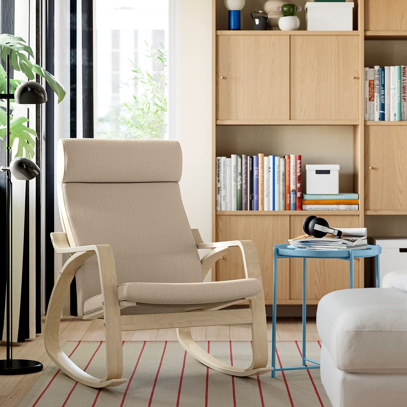 POÄNG rocking-chair, birch veneer/Kelinge beige, 68x95x94 cm