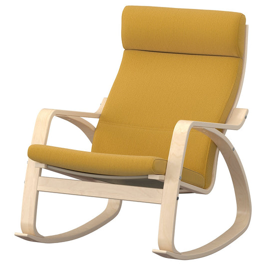 POÄNG rocking-chair, birch veneer/Kelinge dark yellow, 68x95x94 cm
