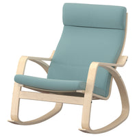 POÄNG rocking-chair, birch veneer/Kelinge grey-blue, 68x95x94 cm