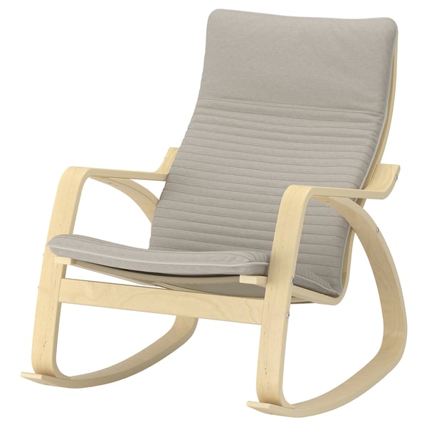 POÄNG rocking-chair, birch veneer/Knisa light beige, 68x95x94 cm