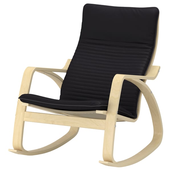 POÄNG rocking-chair, birch veneer/Knisa black, 68x95x94 cm