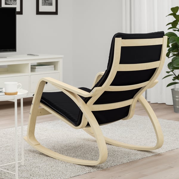 POÄNG rocking-chair, birch veneer/Knisa black, 68x95x94 cm