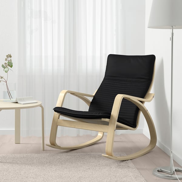 POÄNG rocking-chair, birch veneer/Knisa black, 68x95x94 cm