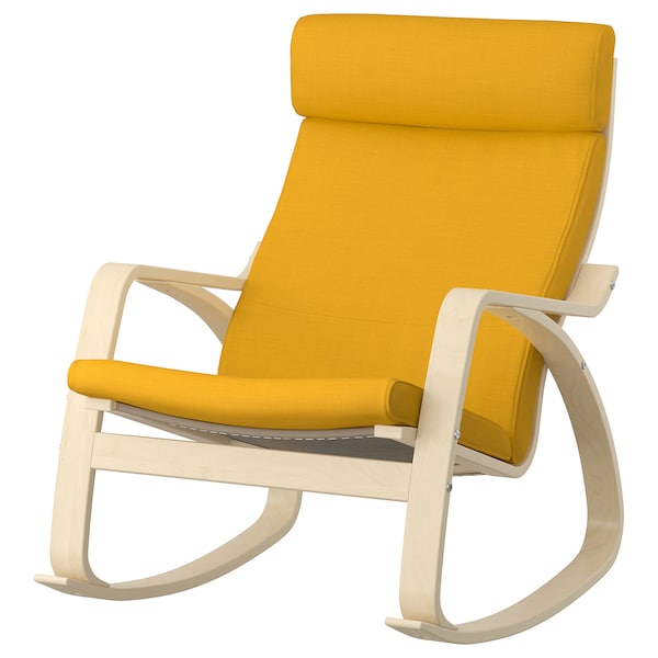 POÄNG Rocking chair - birch veneer/Skiftebo yellow ,