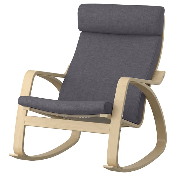 POÄNG rocking-chair, birch veneer/Skiftebo dark grey, 68x95x94 cm