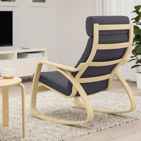 POÄNG rocking-chair, birch veneer/Skiftebo dark grey, 68x95x94 cm