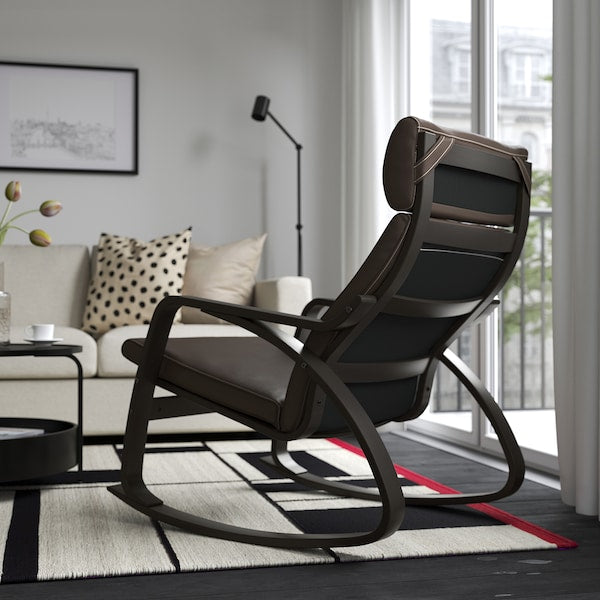 POÄNG - Rocking chair, black-brown/Glose brown ,